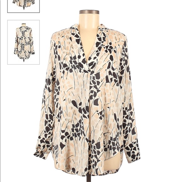 Blouse H&M Manches Longues Ivoire Brodée Fleurie - Taille 6 - Occasion Très Bon état